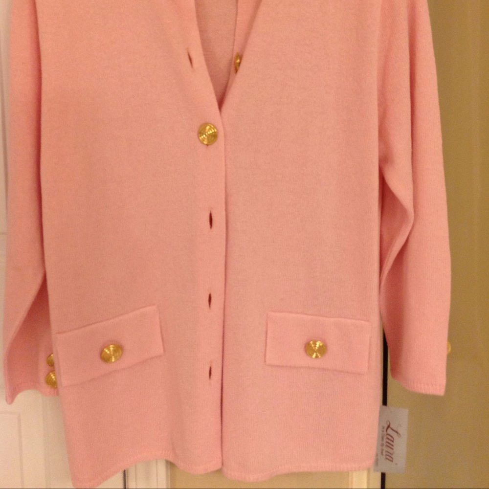 Vintage 80's Pink Cardigan Sweater-NEW with Tags